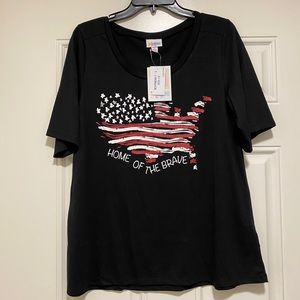 Lularoe Boyfriend T - USA Home of the Brave -Black